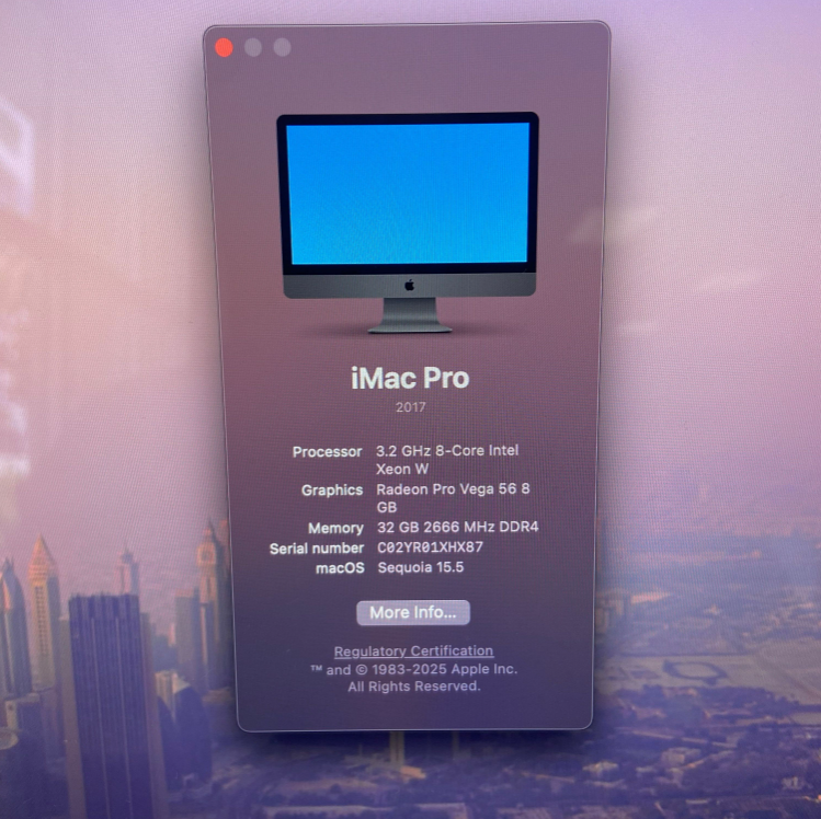 27" iMac Pro 3.2GHz Xeon 8-Core (L17) 32GB / 1TB SSD / 8GB Vega Video Card