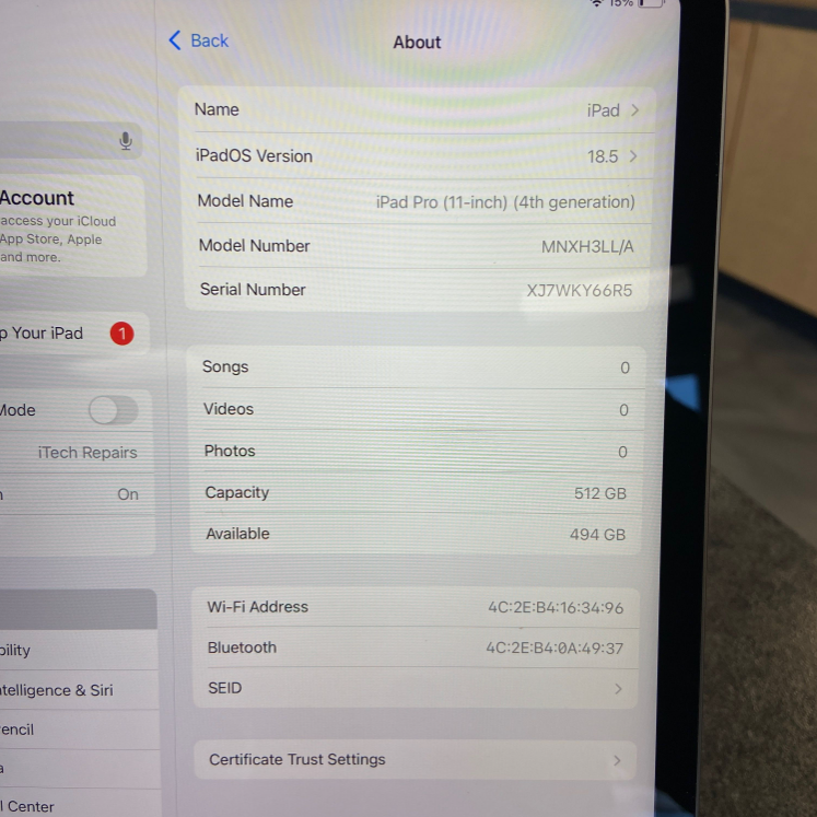 iPad Pro 11” (4th Gen) – 512GB WiFi Space Gray