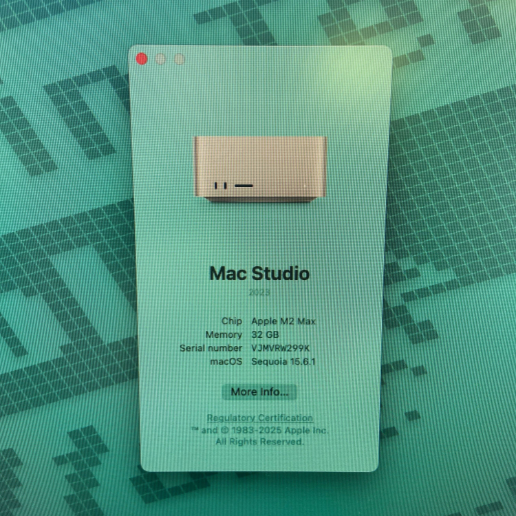 Mac Studio – M2 Max / 32GB RAM / 512GB SSD