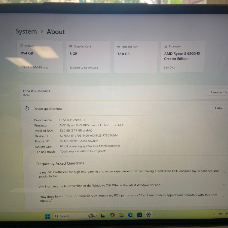 Lenovo Laptop Computer – 14” Slim 7 ProX – Ryzen 9 / 32GB / 1TB / RTX 3050