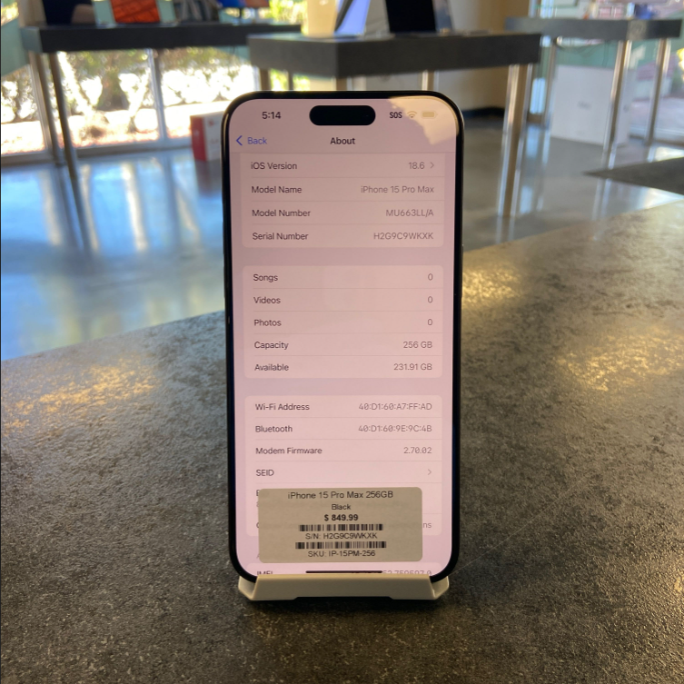 Apple iPhone 15 Pro Max – 256GB – Unlocked