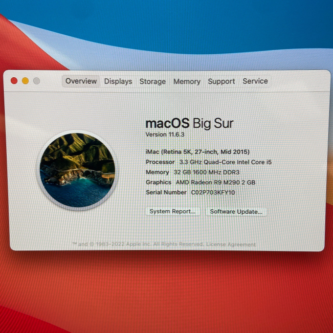 27” iMac 3.3GHz Intel Quad Core i5 – 32GB RAM / 1TB SSD / 2GB GPU